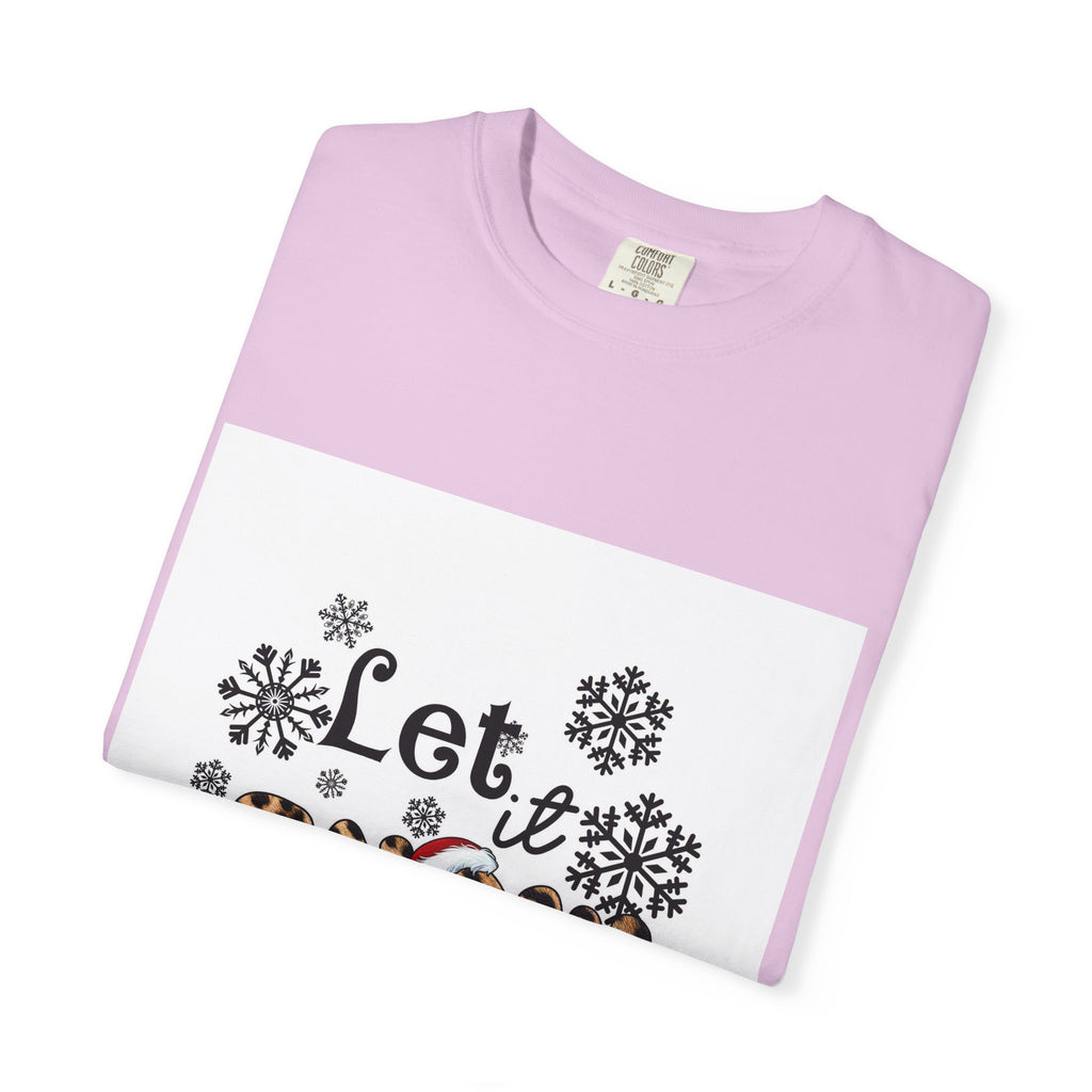 Let It Snow Leopard Print T-Shirt — Winter Snowflake Holiday Tee