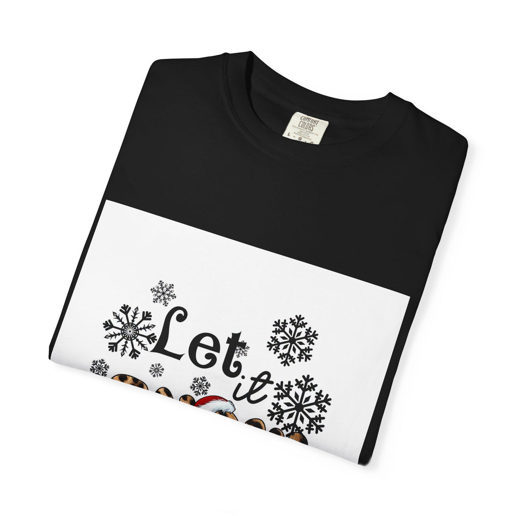 Let It Snow Leopard Print T-Shirt — Winter Snowflake Holiday Tee