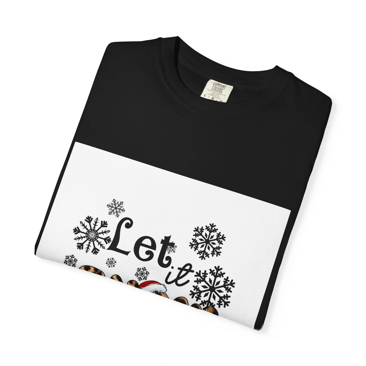 Let It Snow Leopard Print T-Shirt — Winter Snowflake Holiday Tee