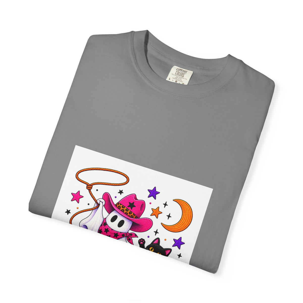 Cowboy Ghost and Black Cat Halloween T-Shirt