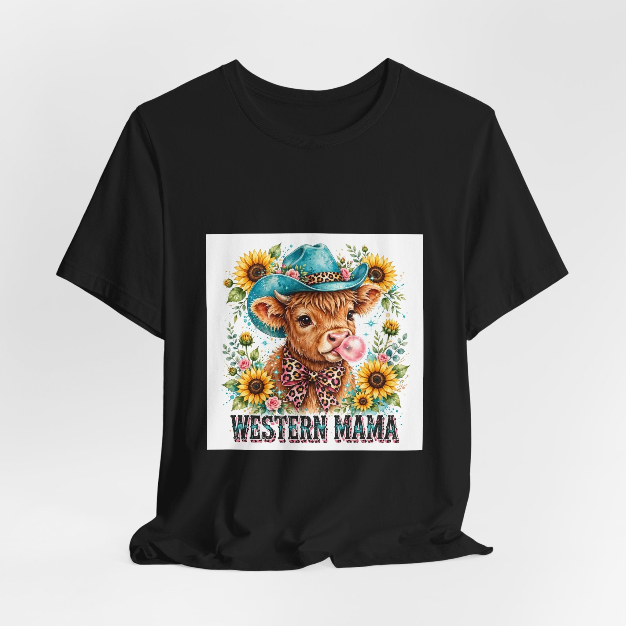 Western Mama Cow Tee — Floral Cowboy Cowgirl Graphic T-Shirt