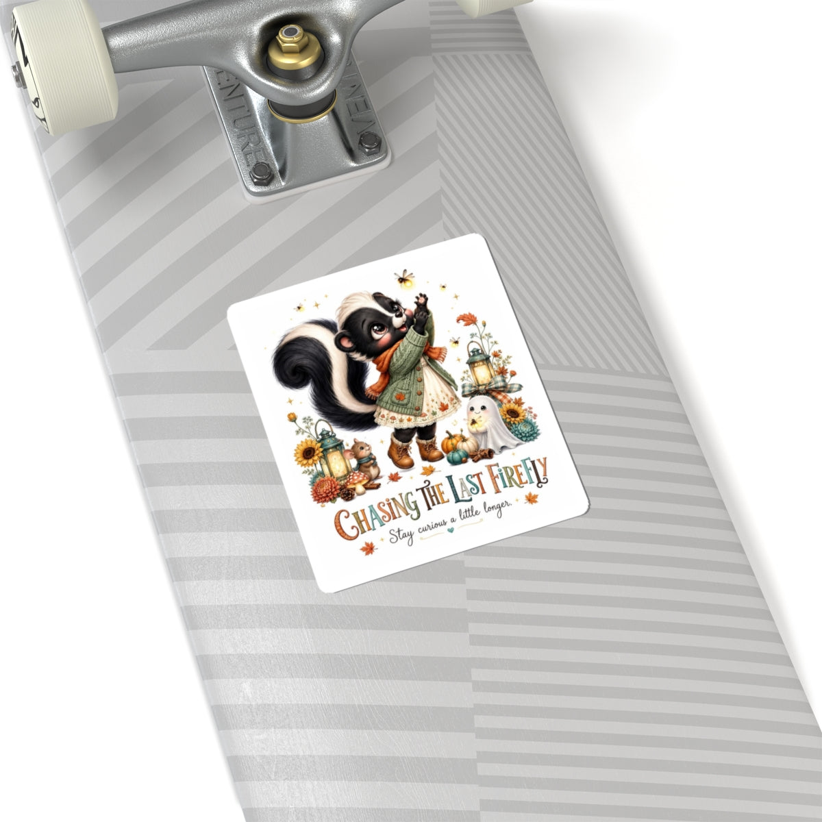 Chasing the Last Firefly Cute Skunk Sticker — Fall Woodland Kiss-Cut Sticker