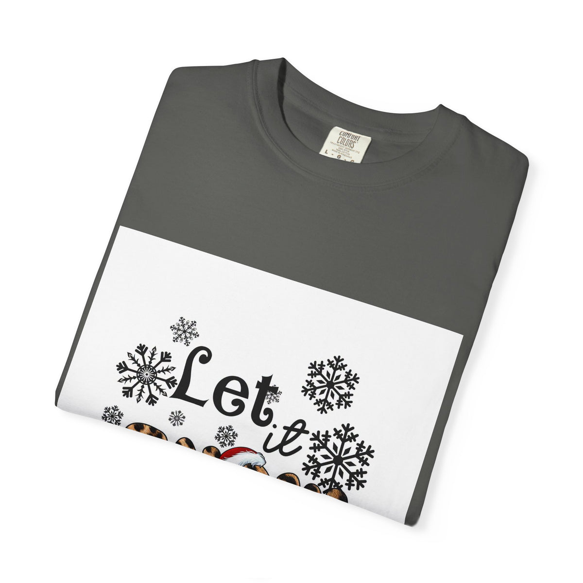 Let It Snow Leopard Print T-Shirt — Winter Snowflake Holiday Tee