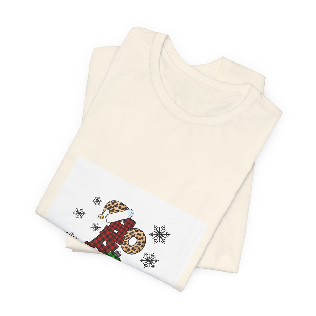 Ho Ho Ho Christmas Tee — Festive Plaid Santa Letters Shirt