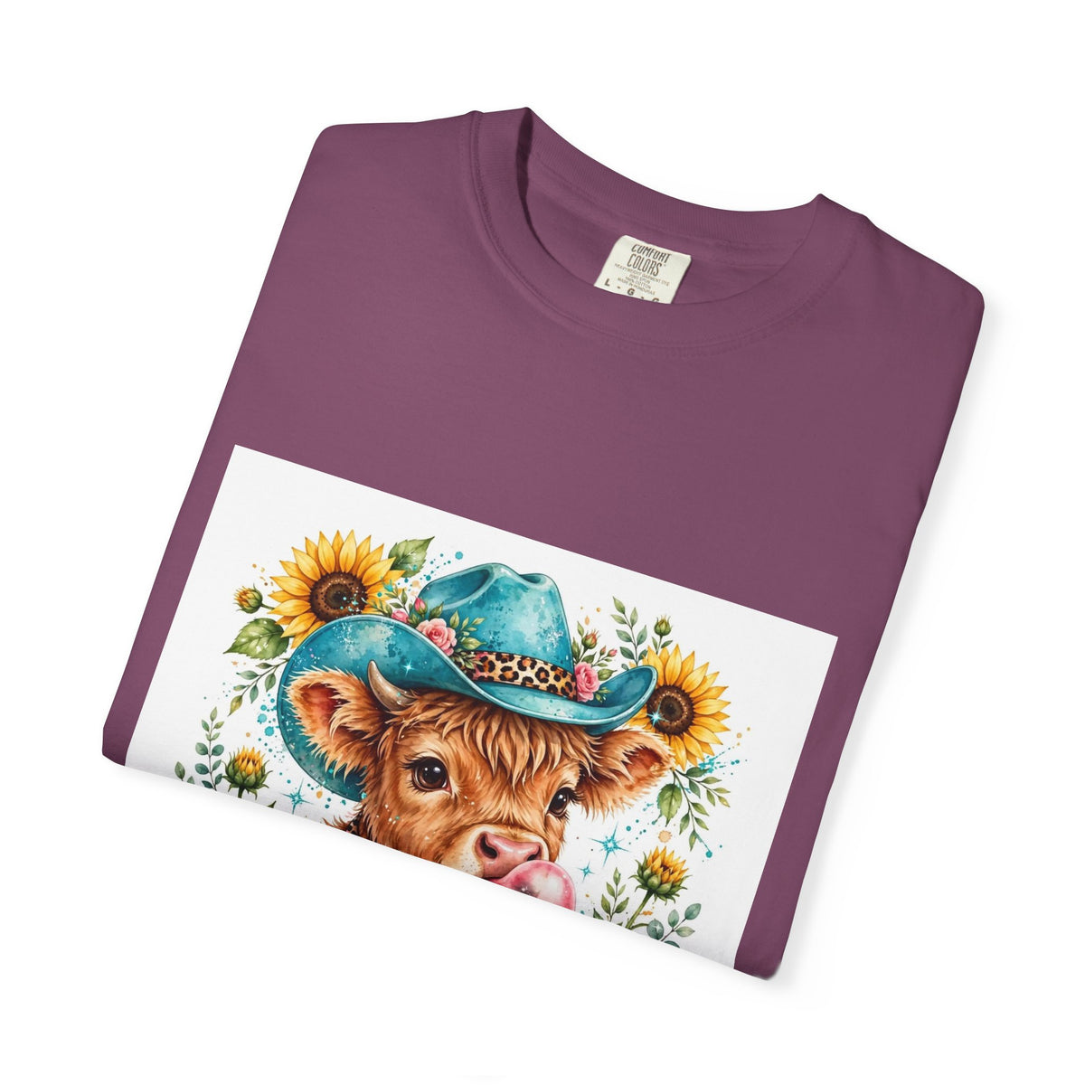 Western Mama Cow Tee — Cute Cow with Cowboy Hat & Sunflowers Graphic T-Shirt