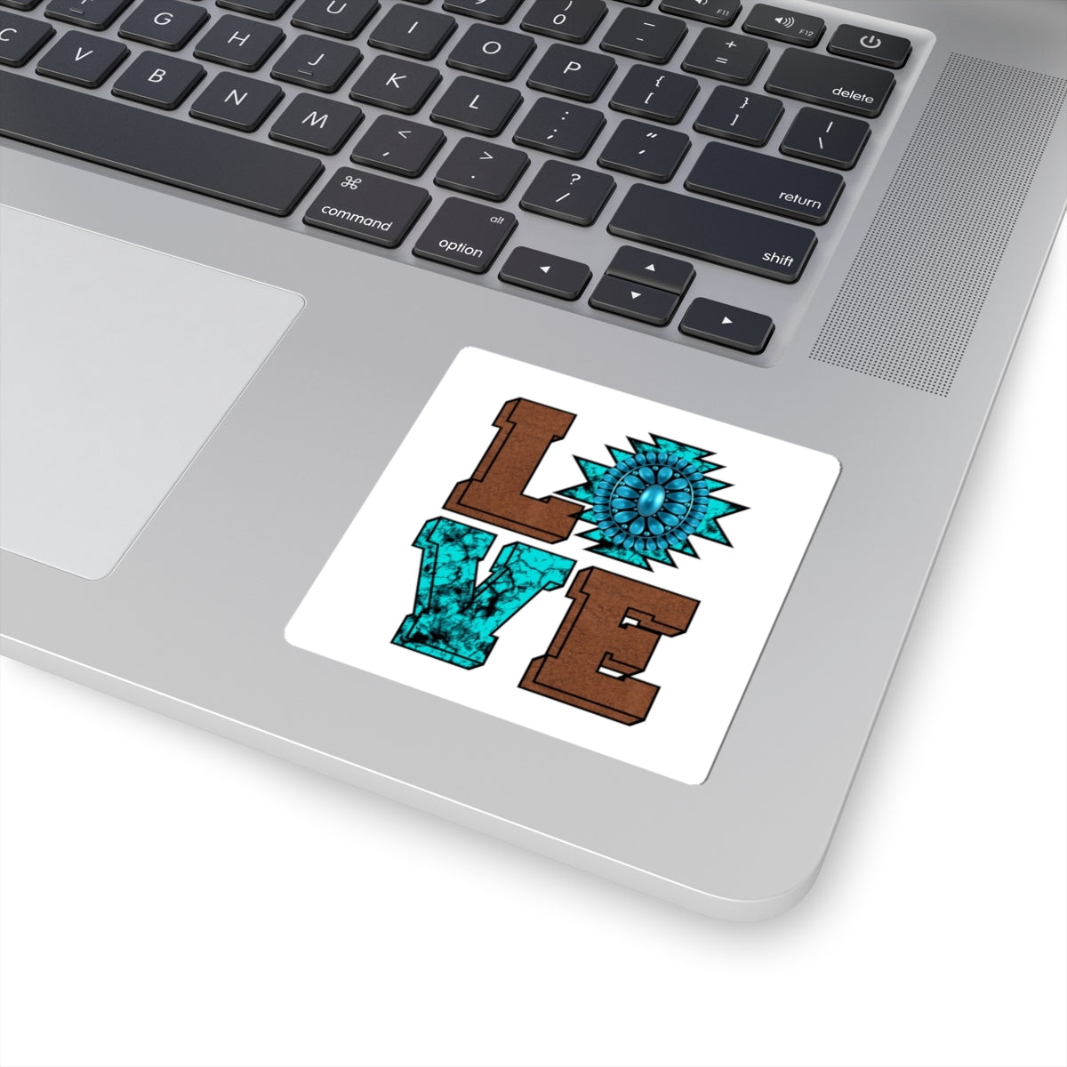 Turquoise Western "LOVE" Kiss-Cut Sticker