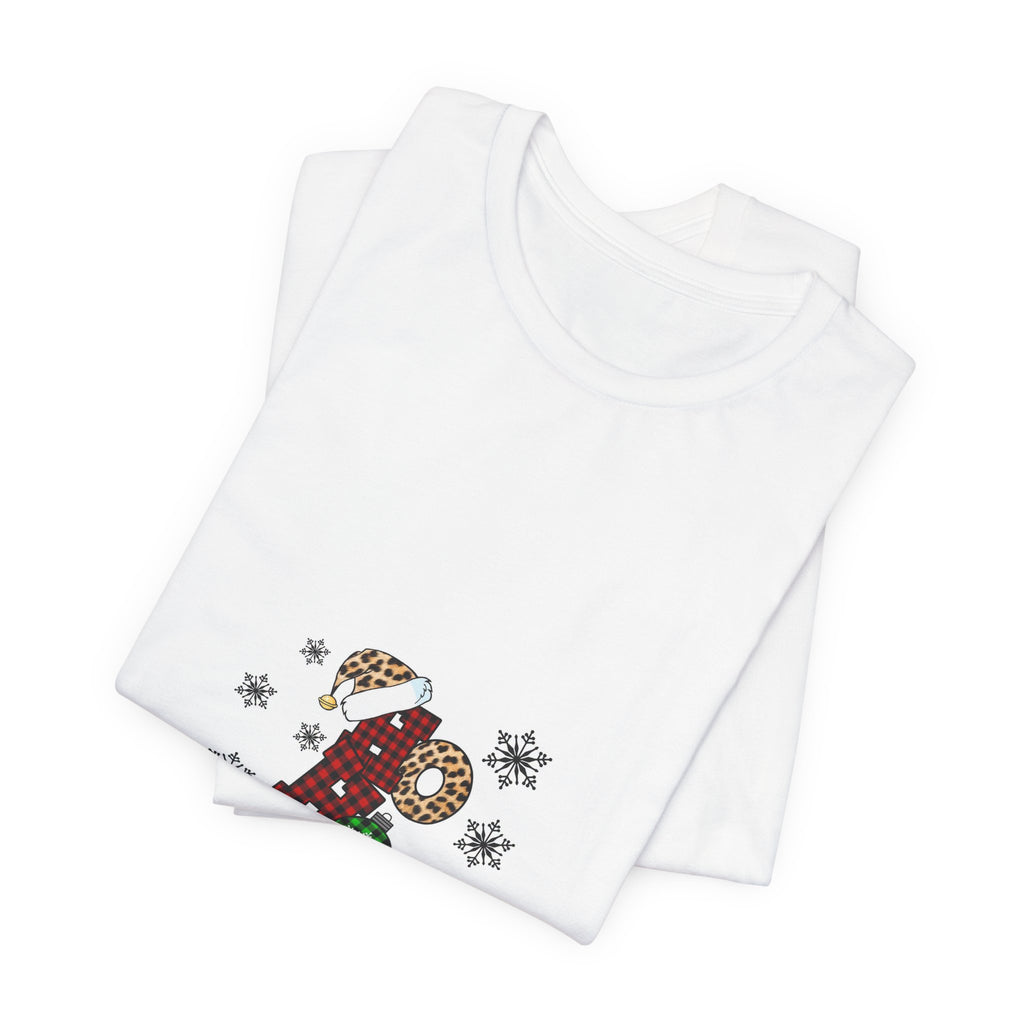 Ho Ho Ho Christmas Tee — Festive Plaid Santa Letters Shirt