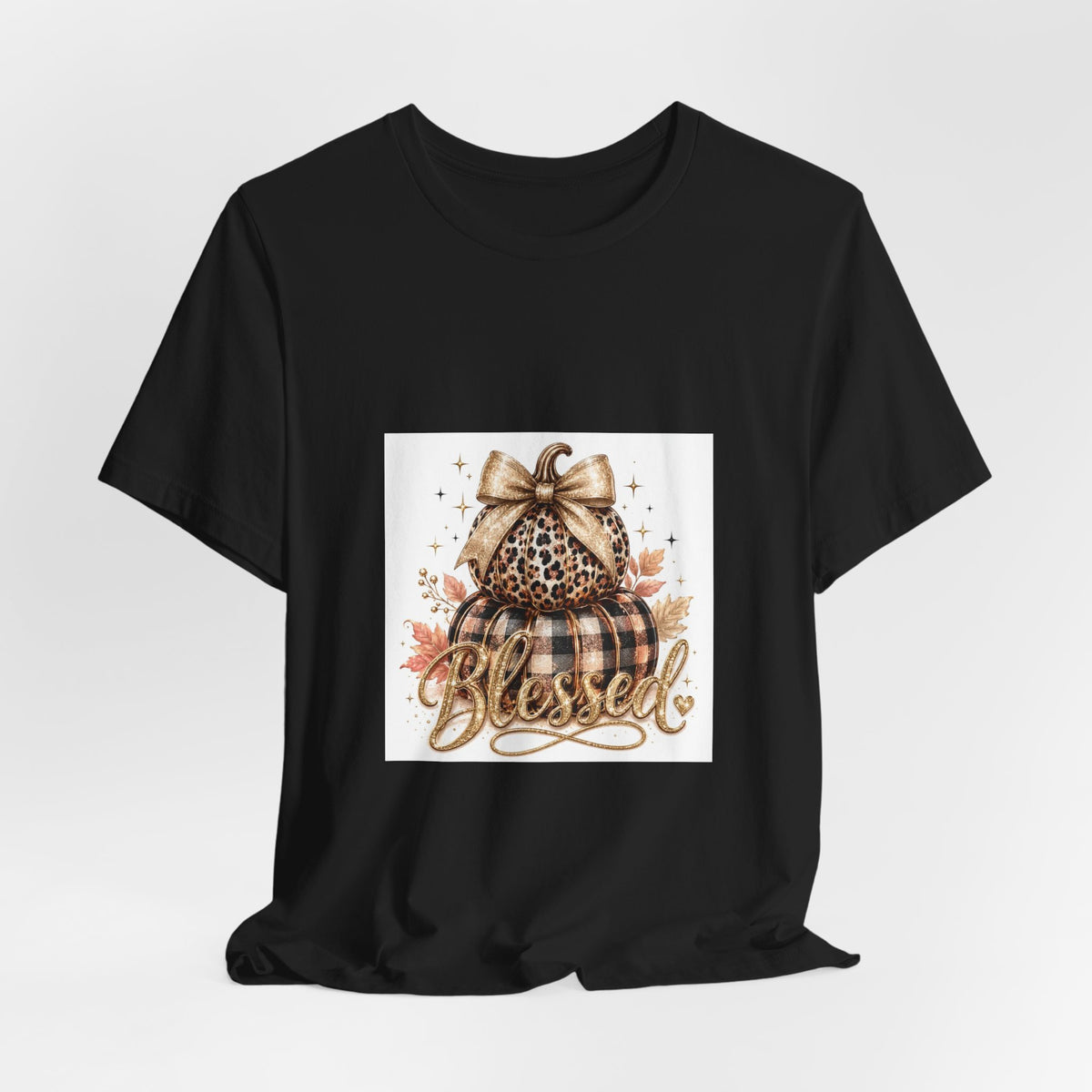 Blessed Pumpkin T-Shirt — Leopard Plaid Fall Graphic Tee