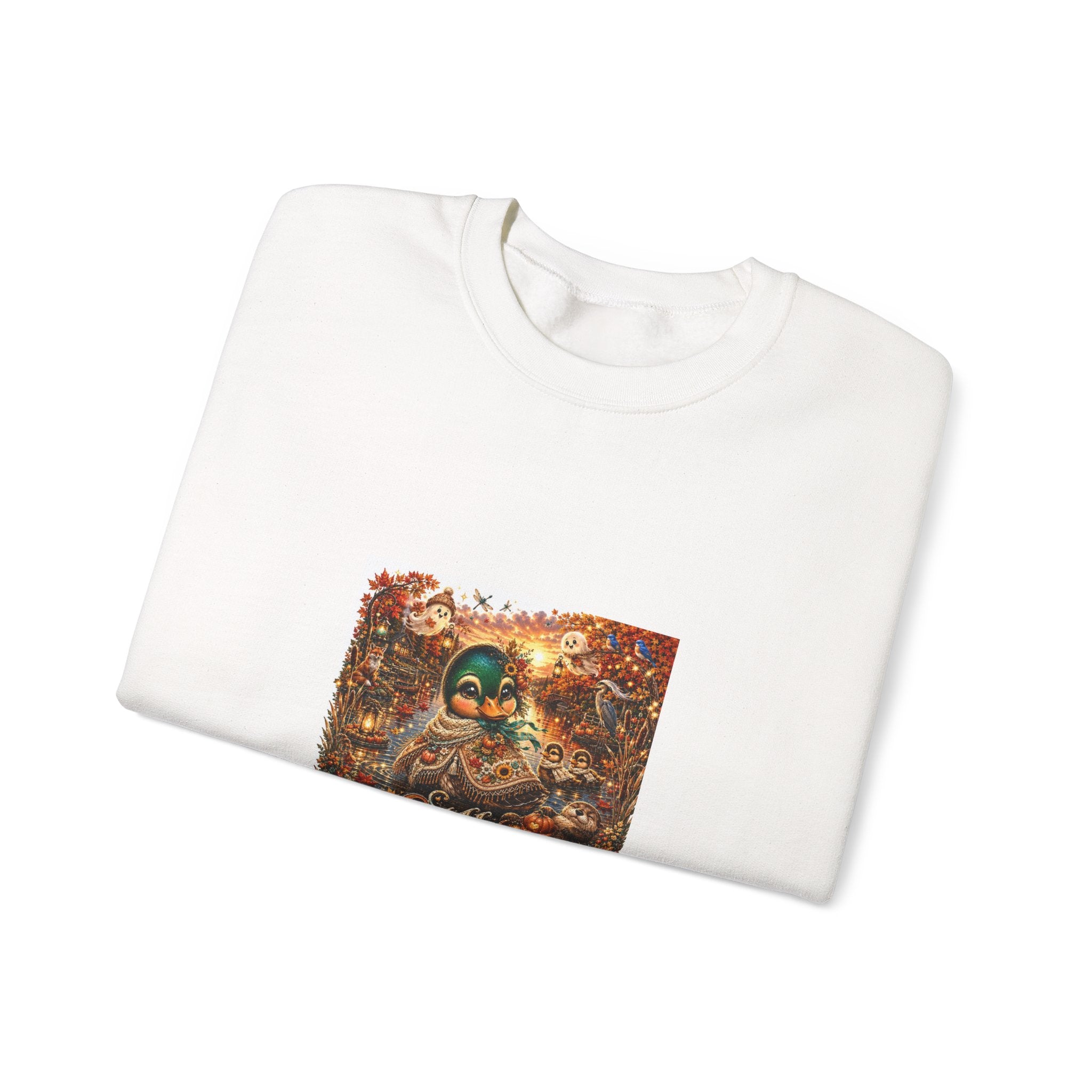 Autumn Sunset Skull Crewneck Sweatshirt – 'Still Waters' Vintage Halloween Graphic