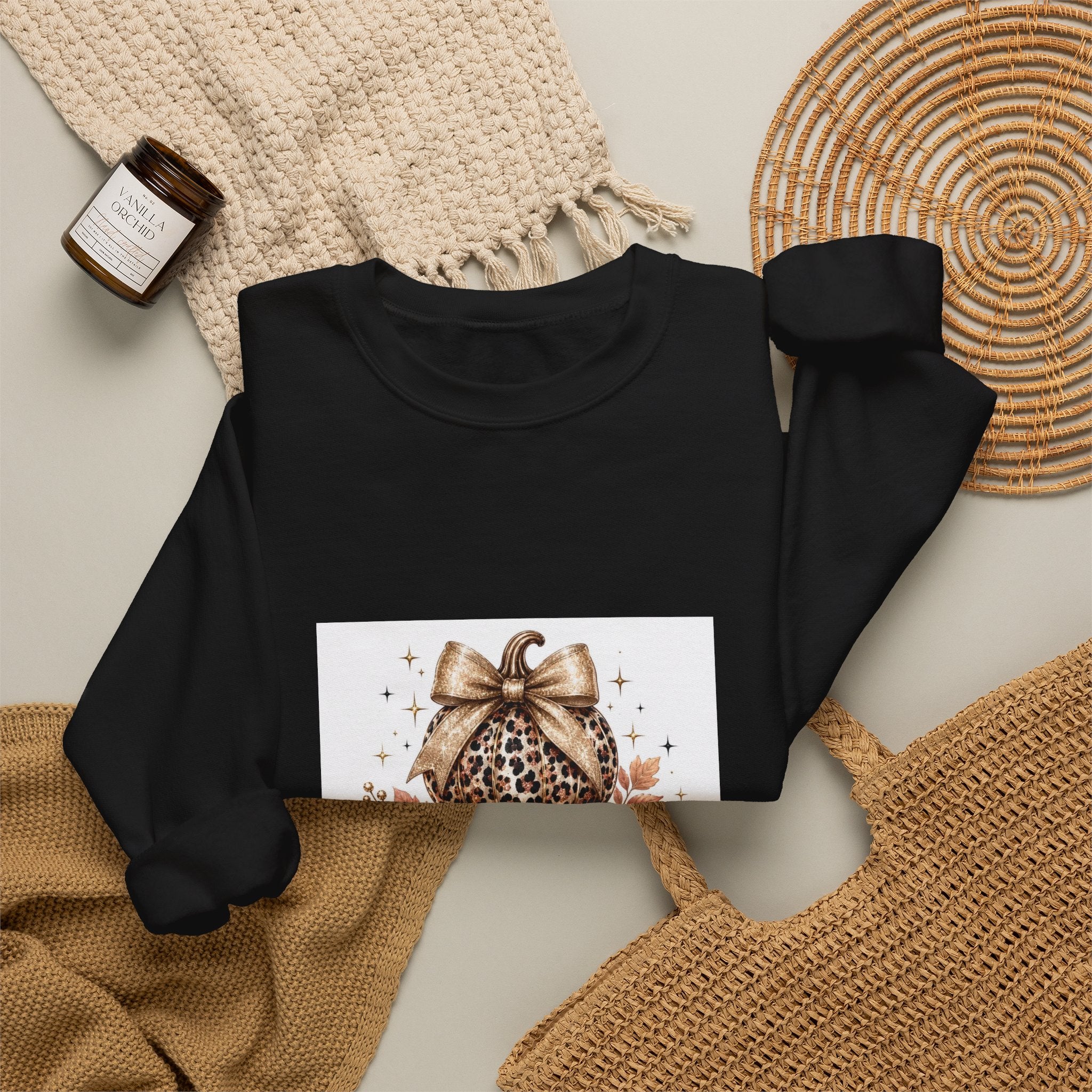 Blessed Pumpkin Sweatshirt — Leopard & Buffalo Plaid Fall Crewneck