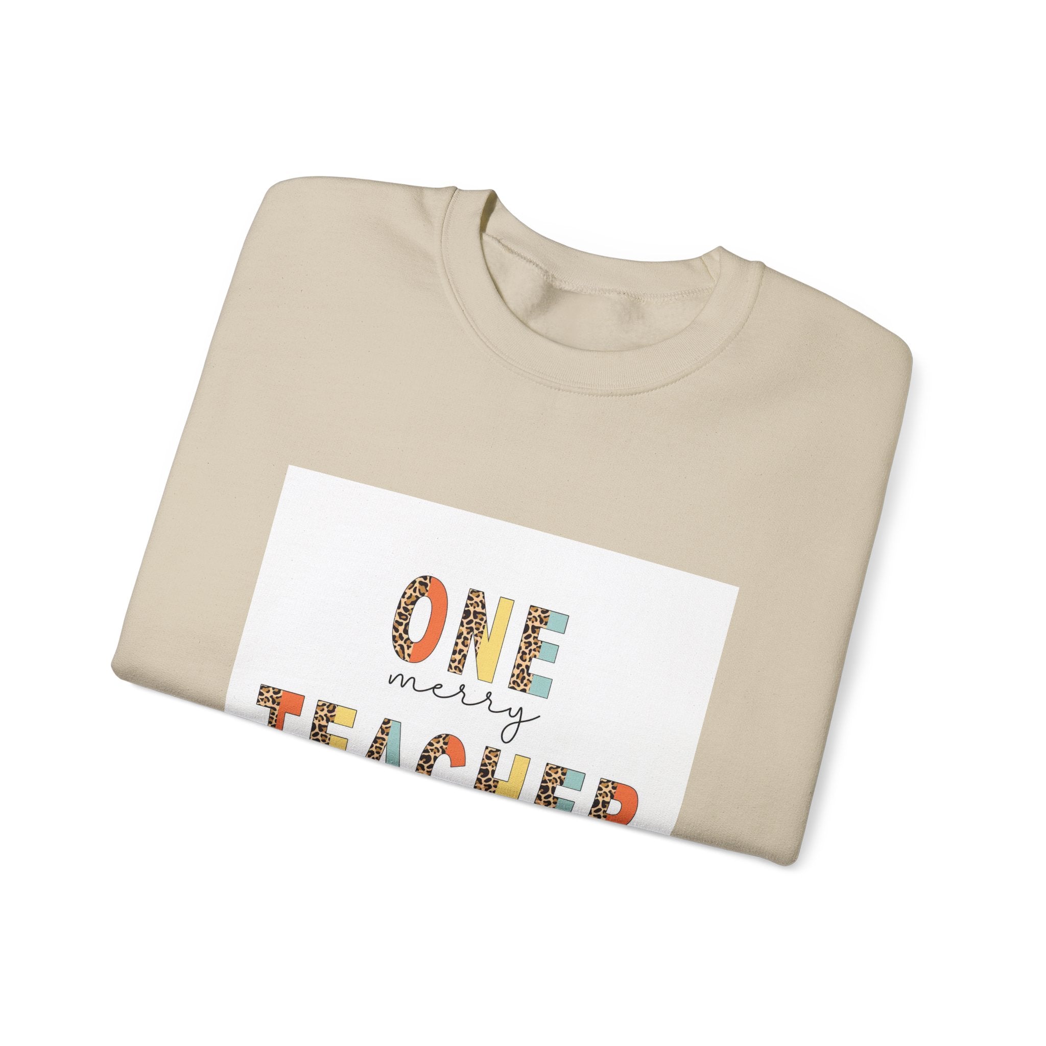Teacher Sweatshirt – "One Merry Teacher" Festive Apple Crewneck