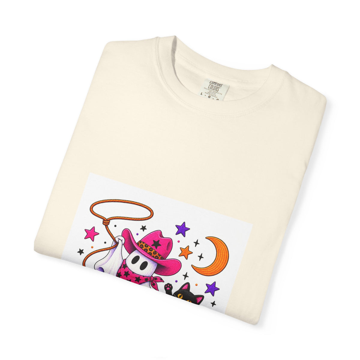 Cowboy Ghost and Black Cat Halloween T-Shirt