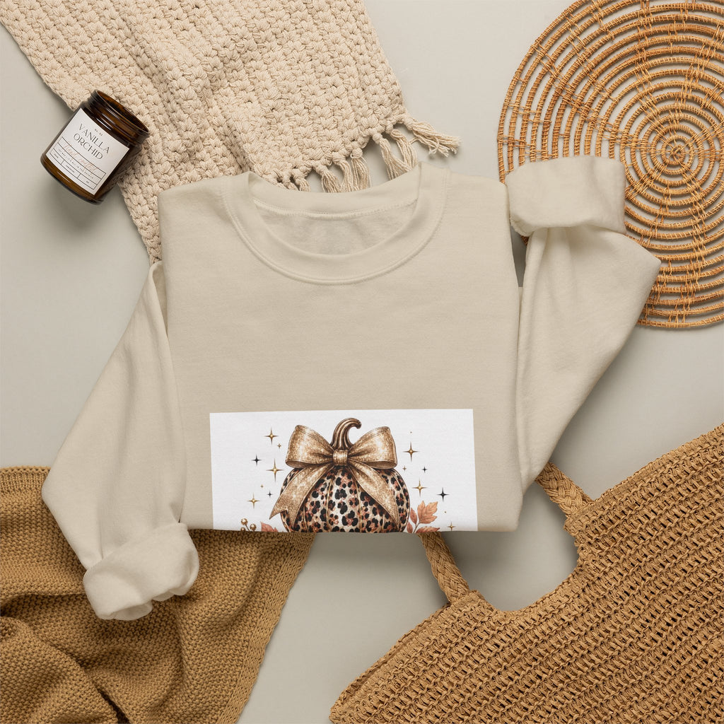 Blessed Pumpkin Sweatshirt — Leopard & Buffalo Plaid Fall Crewneck