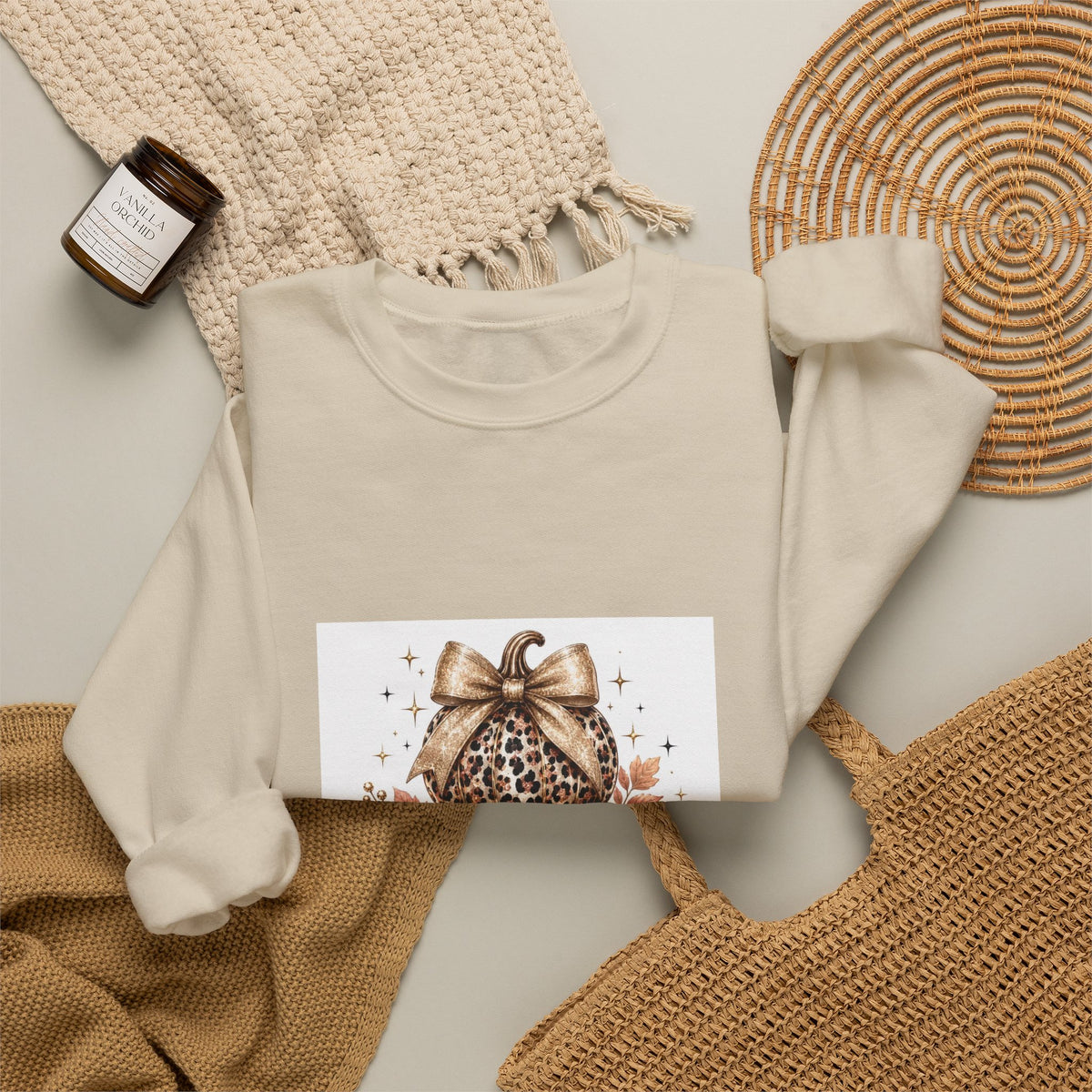 Blessed Pumpkin Sweatshirt — Leopard & Buffalo Plaid Fall Crewneck
