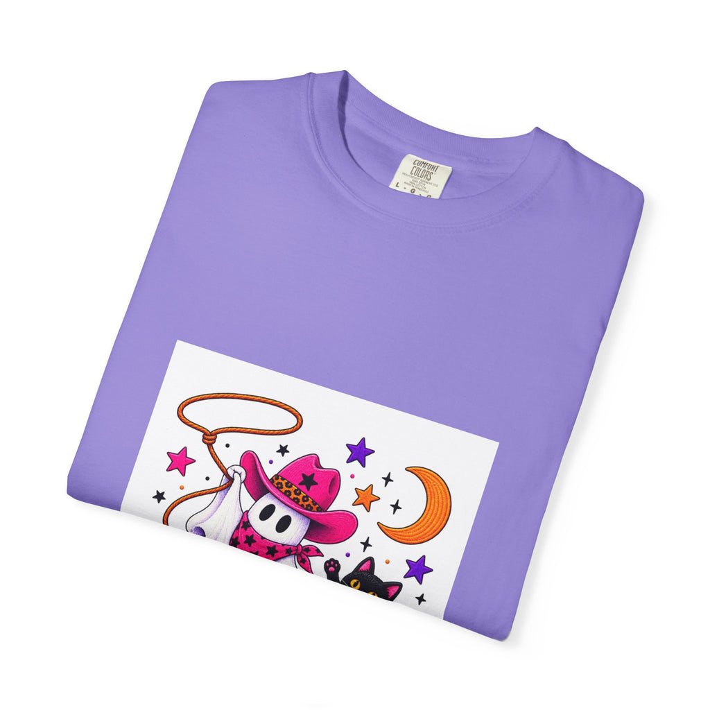 Cowboy Ghost and Black Cat Halloween T-Shirt