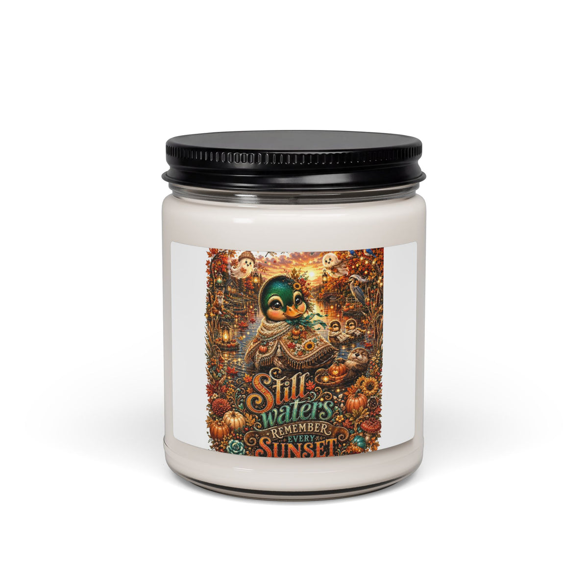 Autumn Sunset Soy Candle — "Still Waters Remember Sunset" 9oz