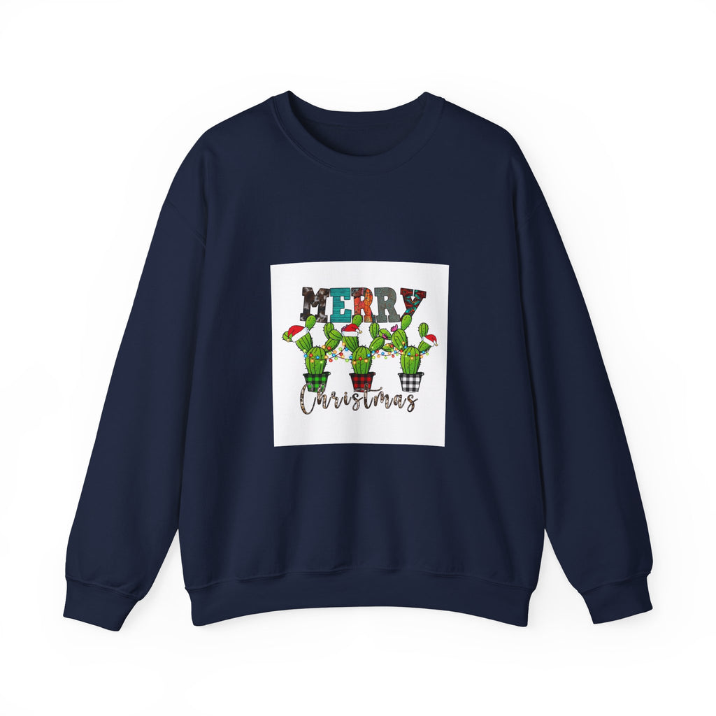 Christmas Cactus Sweatshirt — "Merry Christmas" Holiday Crewneck