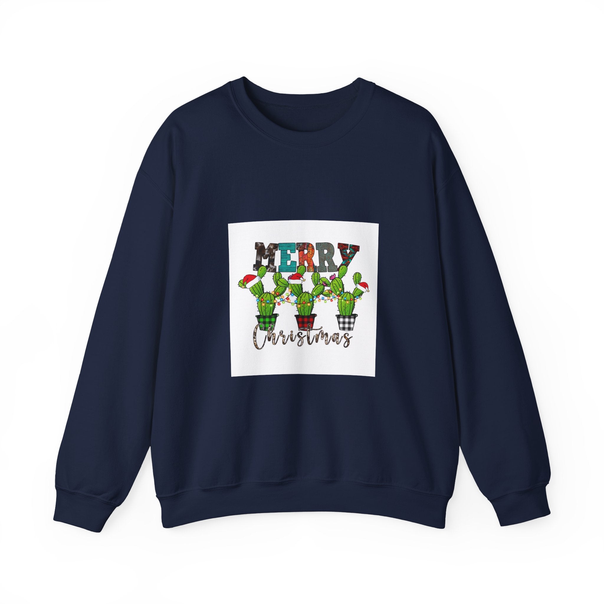 Christmas Cactus Sweatshirt — "Merry Christmas" Holiday Crewneck