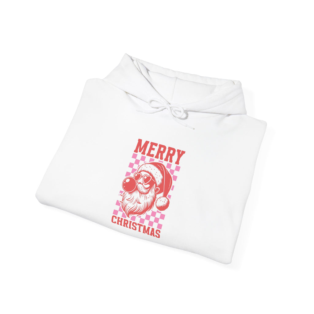 Santa Checkered "Merry Christmas" Hoodie - Retro Holiday Sweatshirt