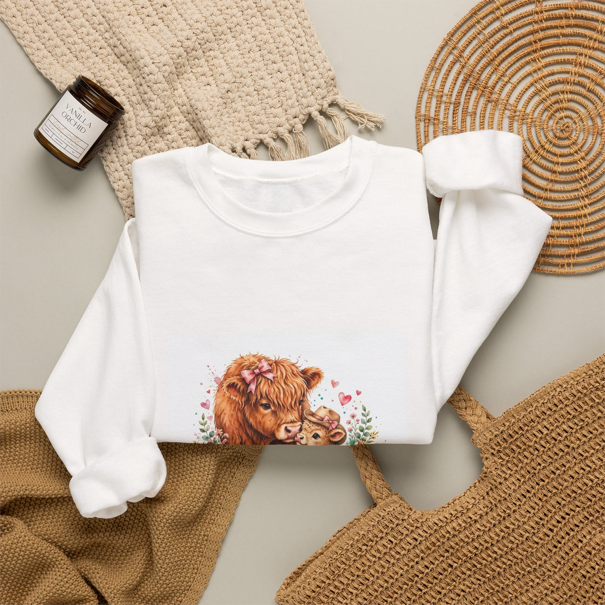 Mama Bear & Cub Crewneck Sweatshirt – "Mama's Like a Cozy Country" Floral Graphic