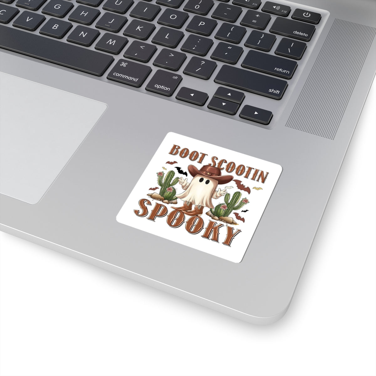 Boot Scootin' Spooky Sticker — Western Ghost Halloween Kiss-Cut Sticker