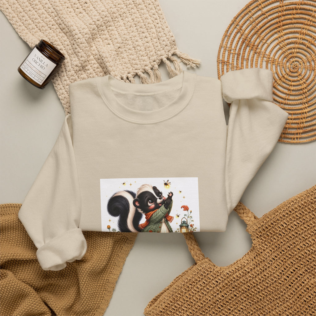 Skunk Holiday Crewneck Sweatshirt — "Chasing the Last Frost" Cute Winter Graphic
