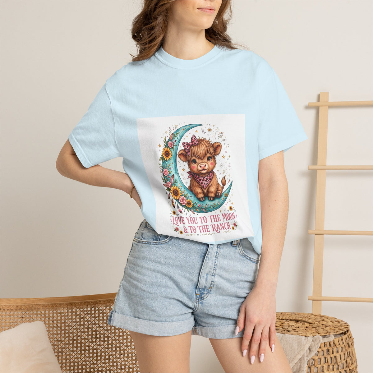 Cow Cute T-Shirt – "Love You to the Moon & to the Ranch" Graphic Tee