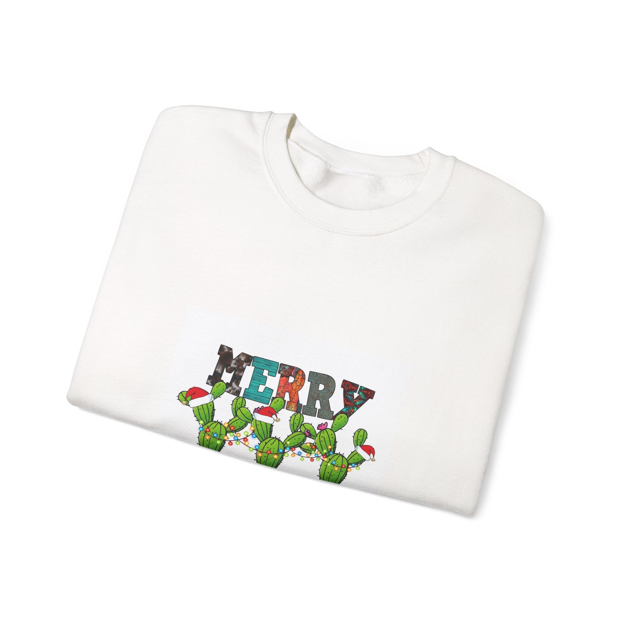 Christmas Cactus Sweatshirt — "Merry Christmas" Holiday Crewneck