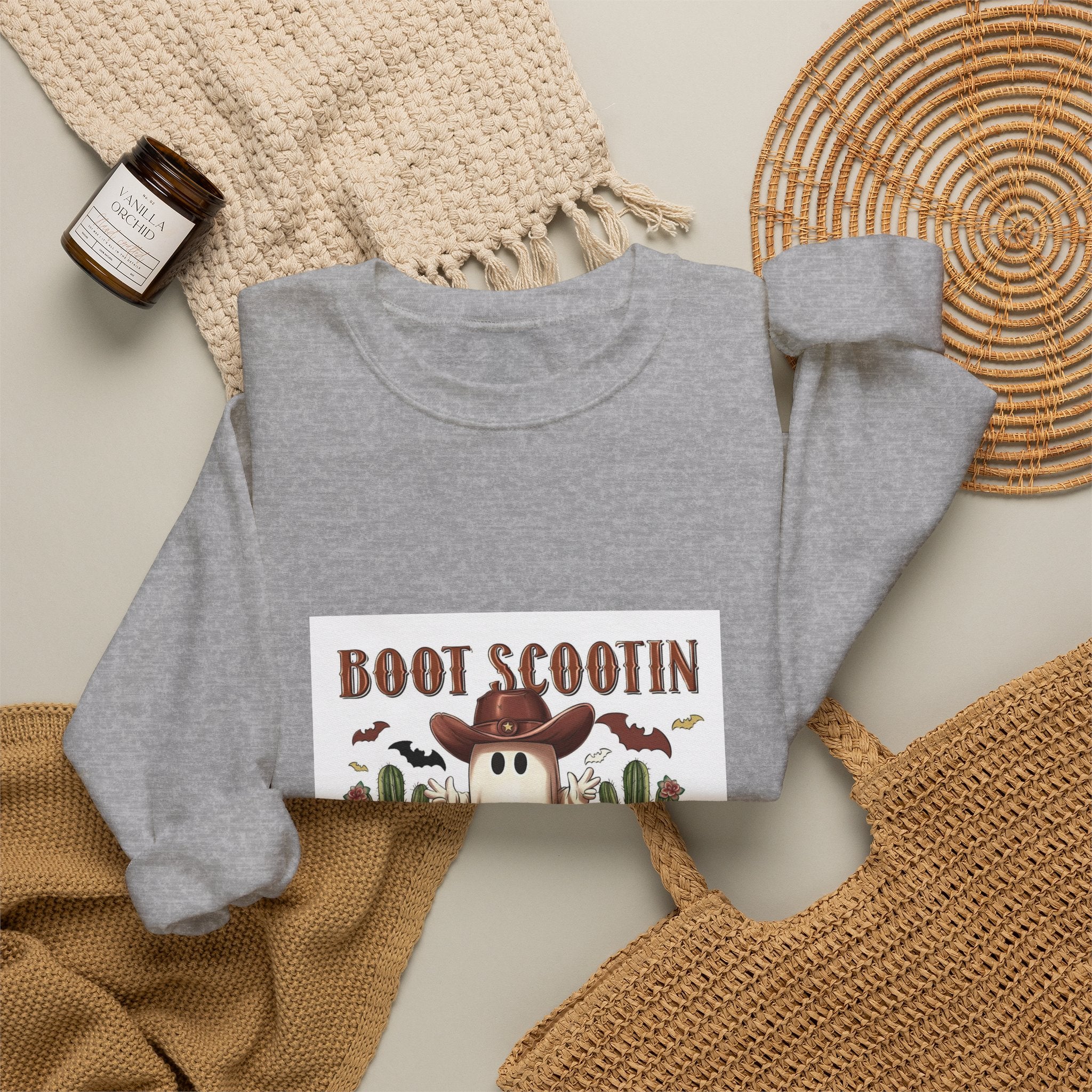 Spooky Ghost Desert Sweatshirt – "Boot Scootin Spooky" Halloween Crewneck