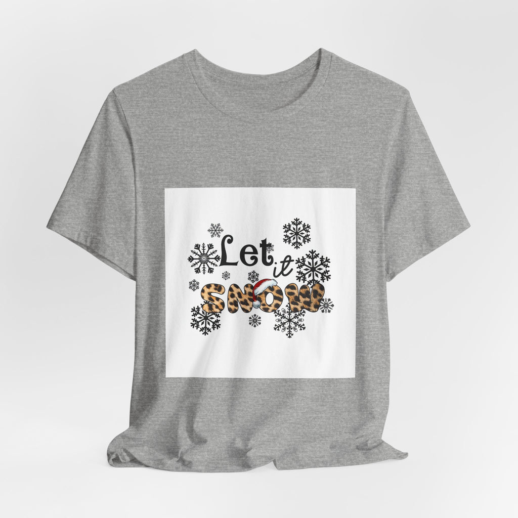 Let It Snow Leopard Print T-Shirt — Cute Winter Snowflake Tee