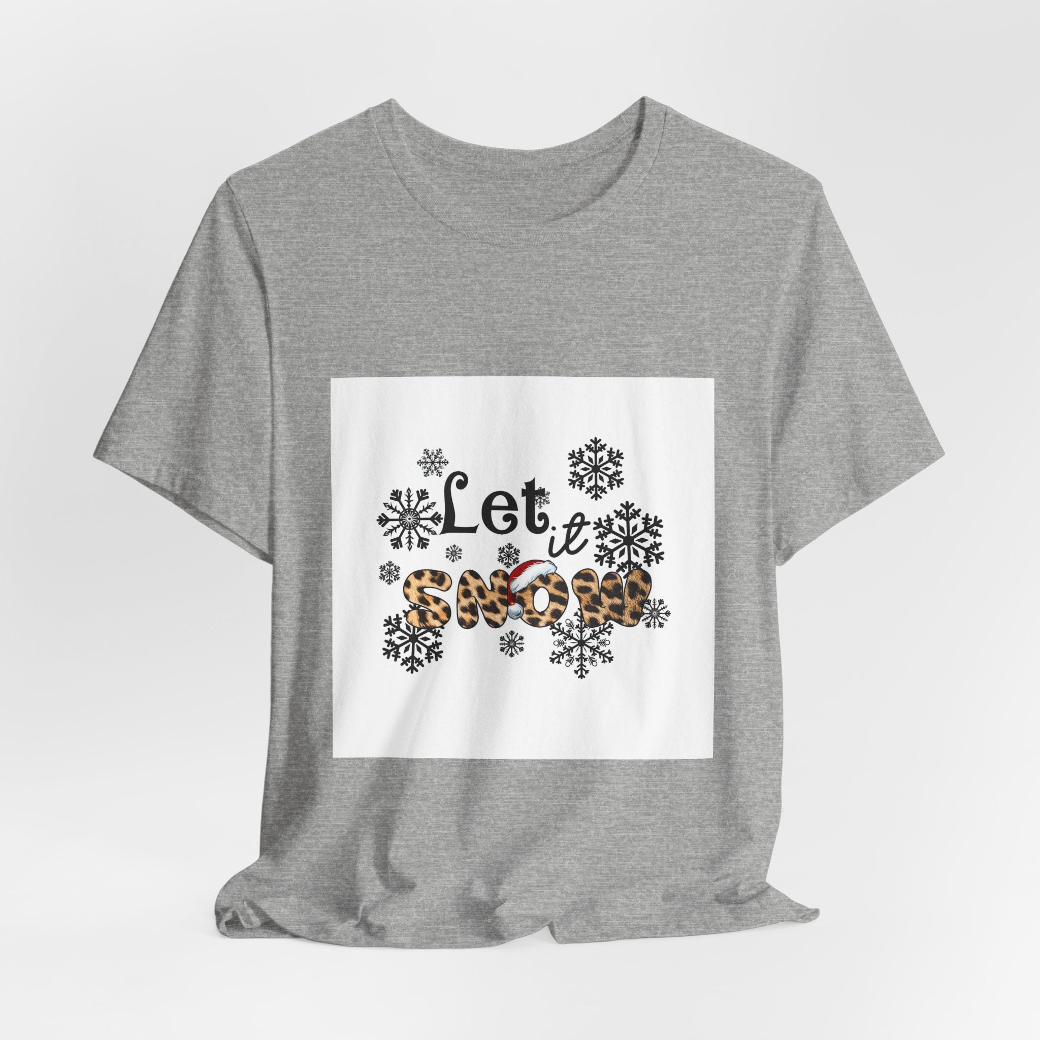 Let It Snow Leopard Print T-Shirt — Cute Winter Snowflake Tee