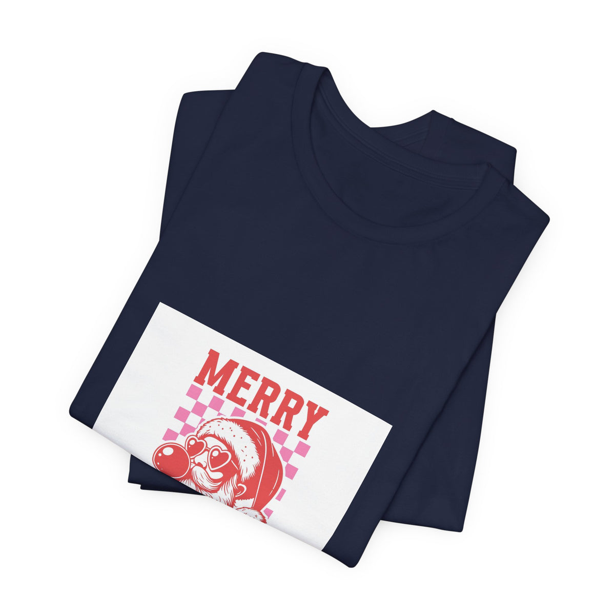 Merry Christmas Santa Tee - Retro Red Checkerboard Holiday T-Shirt