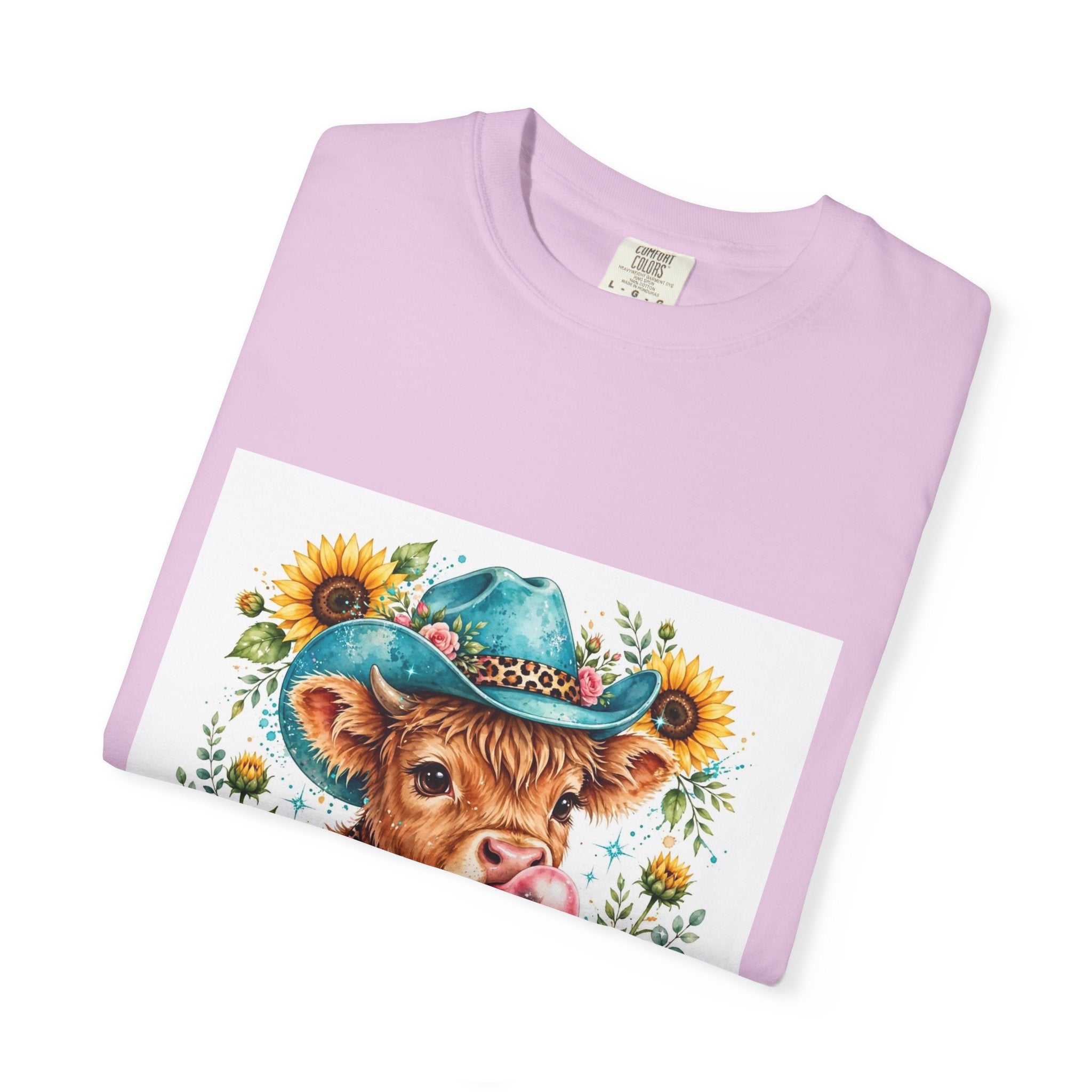 Western Mama Cow Tee — Cute Cow with Cowboy Hat & Sunflowers Graphic T-Shirt