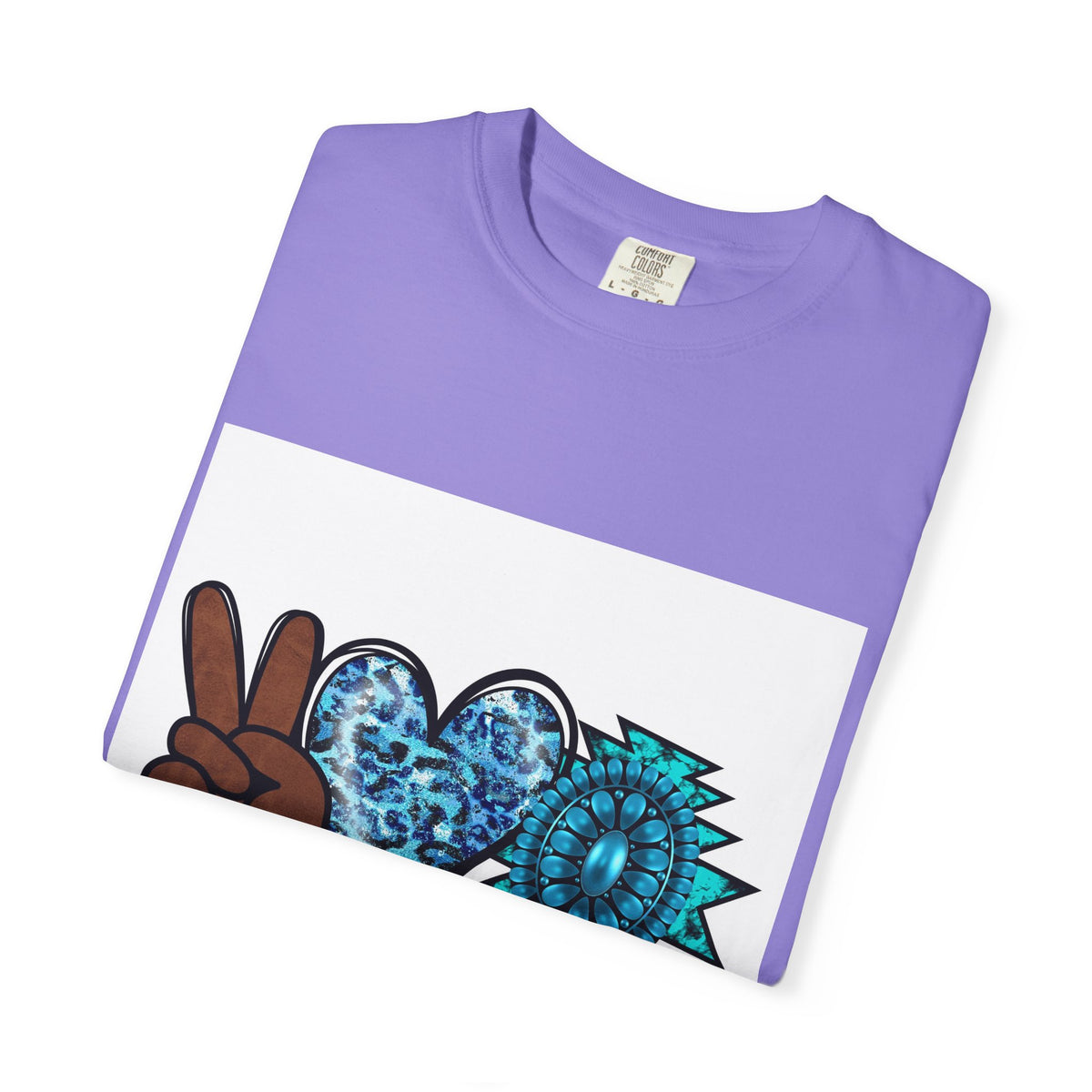 Peace Love Turquoise T-Shirt — Boho Peace Sign & Heart Graphic Tee