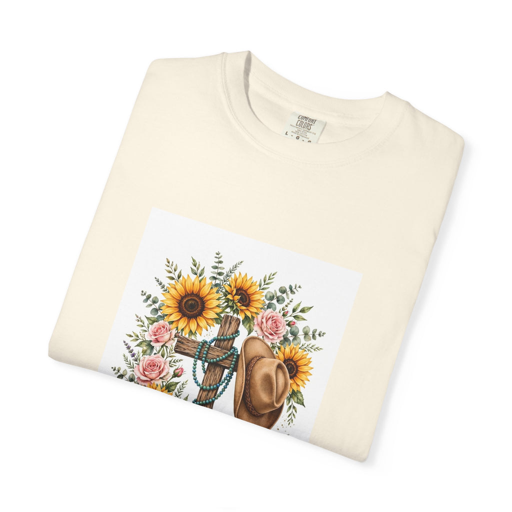 Faith Family Ranch T-Shirt — Sunflower Cowboy Hat Graphic Tee