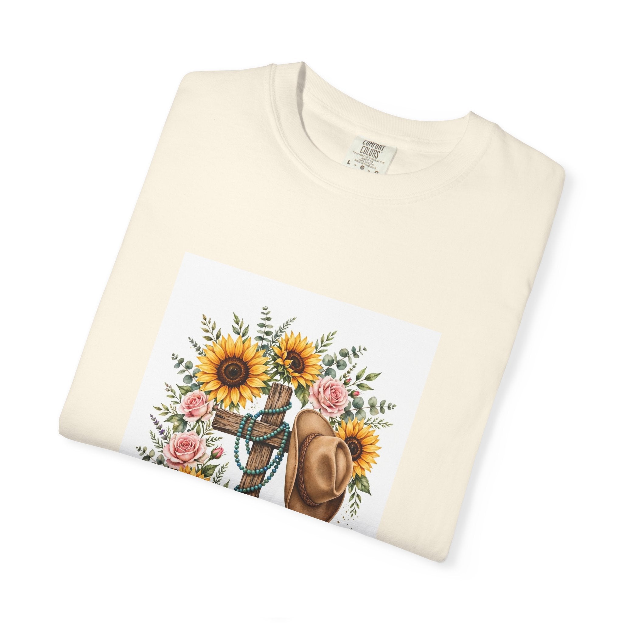 Faith Family Ranch T-Shirt — Sunflower Cowboy Hat Graphic Tee