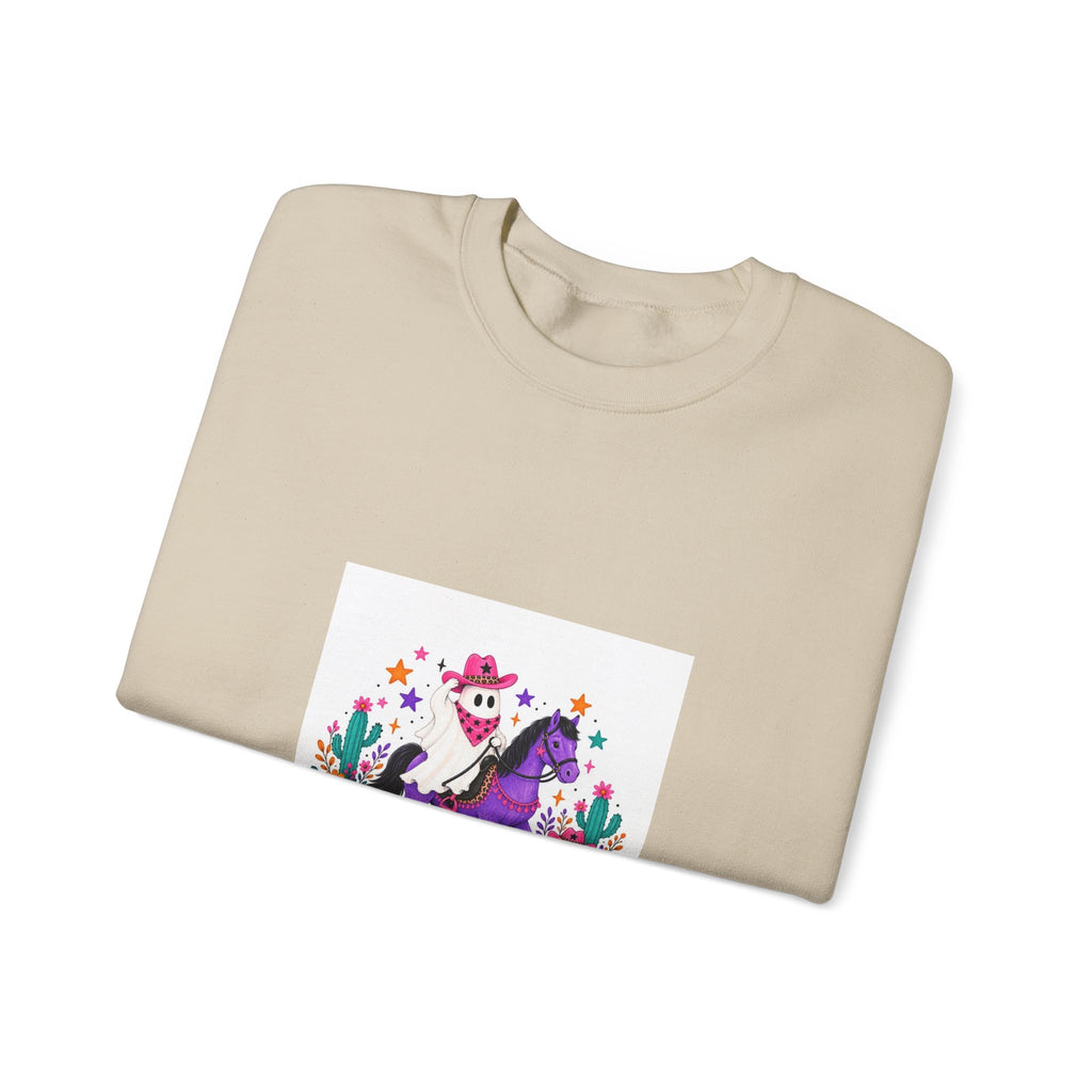 Halloween Unicorn Crewneck Sweatshirt — Cute Spooky Pony with Ghosts & Pumpkins