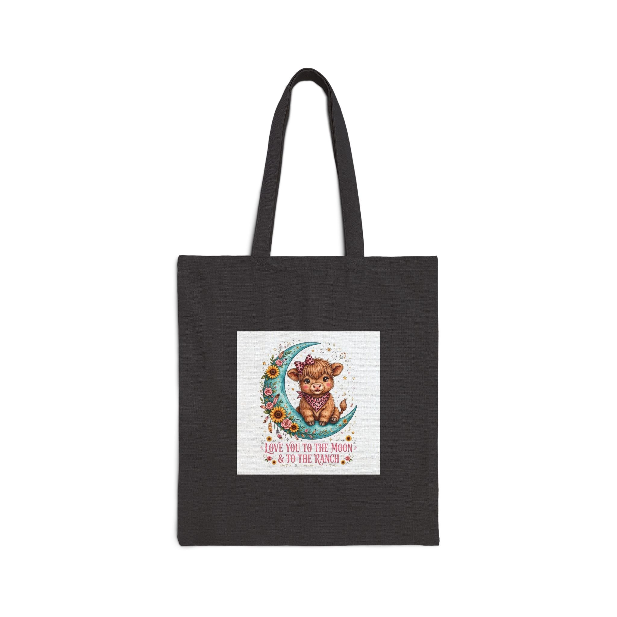 Cat & Moon Canvas Tote Bag - "Love You to the Moon & to the Beach" Eco Shopper