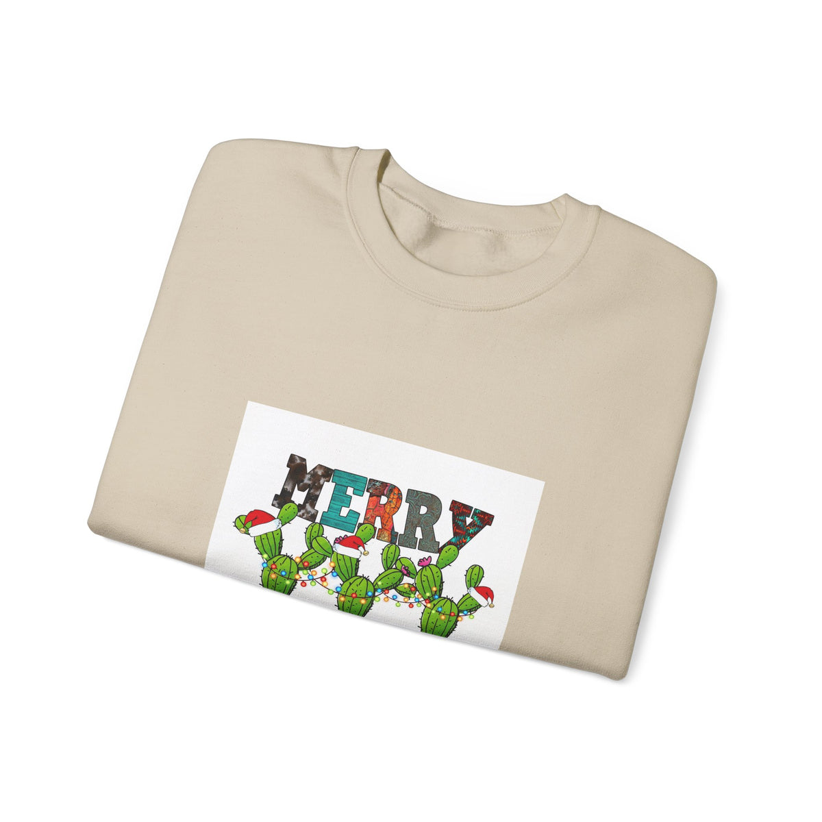 Christmas Cactus Sweatshirt — "Merry Christmas" Holiday Crewneck