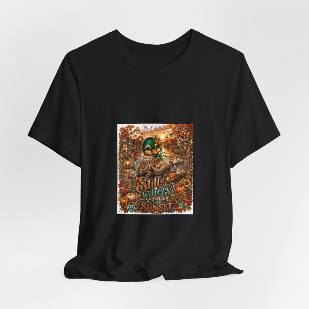 Skull Sunset Tee — 'Still Waters' Floral Skull Graphic T-Shirt