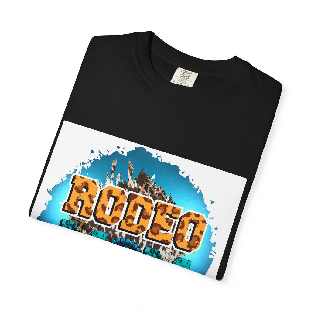 Rodeo Mom Graphic T-Shirt — Western Cowgirl Bronc & Turquoise Design