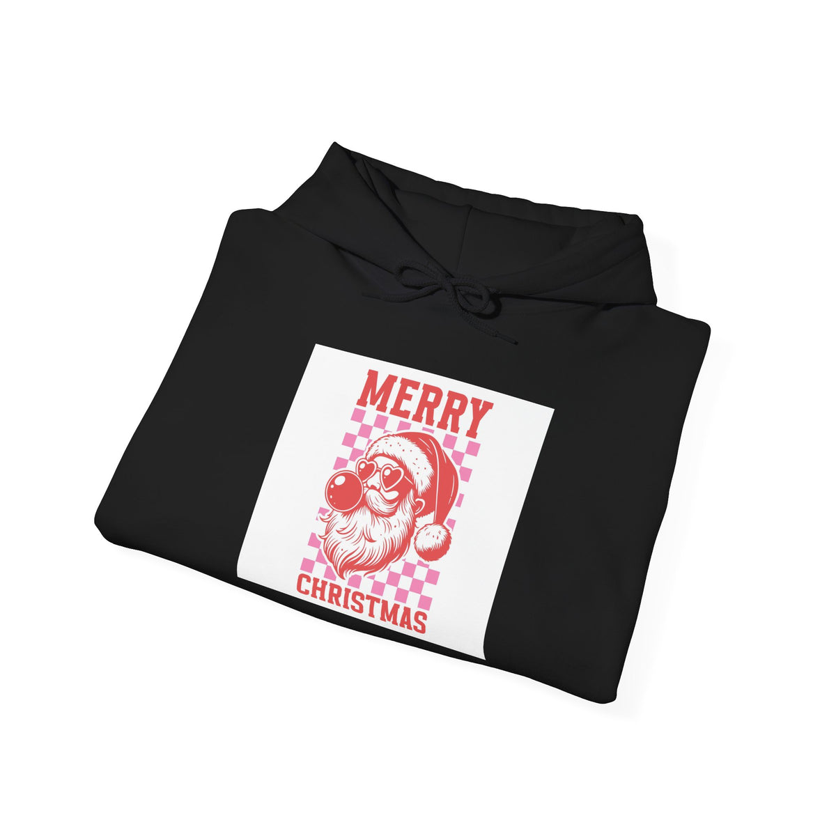 Santa Checkered "Merry Christmas" Hoodie - Retro Holiday Sweatshirt