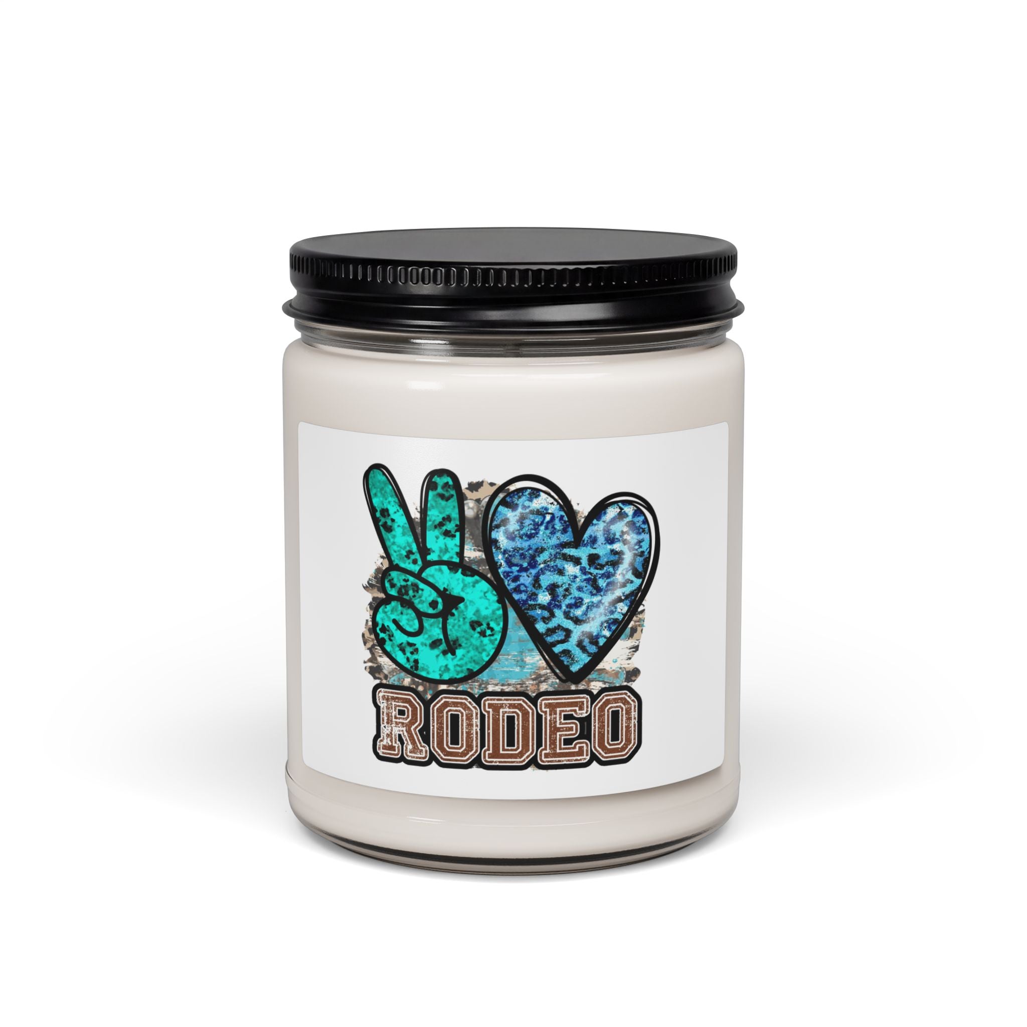 9oz Scented Soy Candle — “Peace  Rodeo” Turquoise Western Jar
