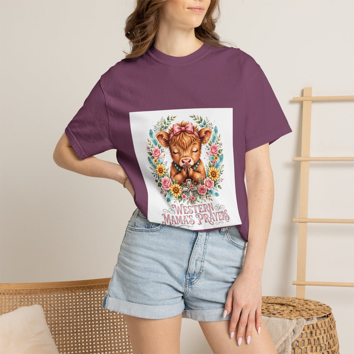 Western Mama Prayer Cow T-Shirt