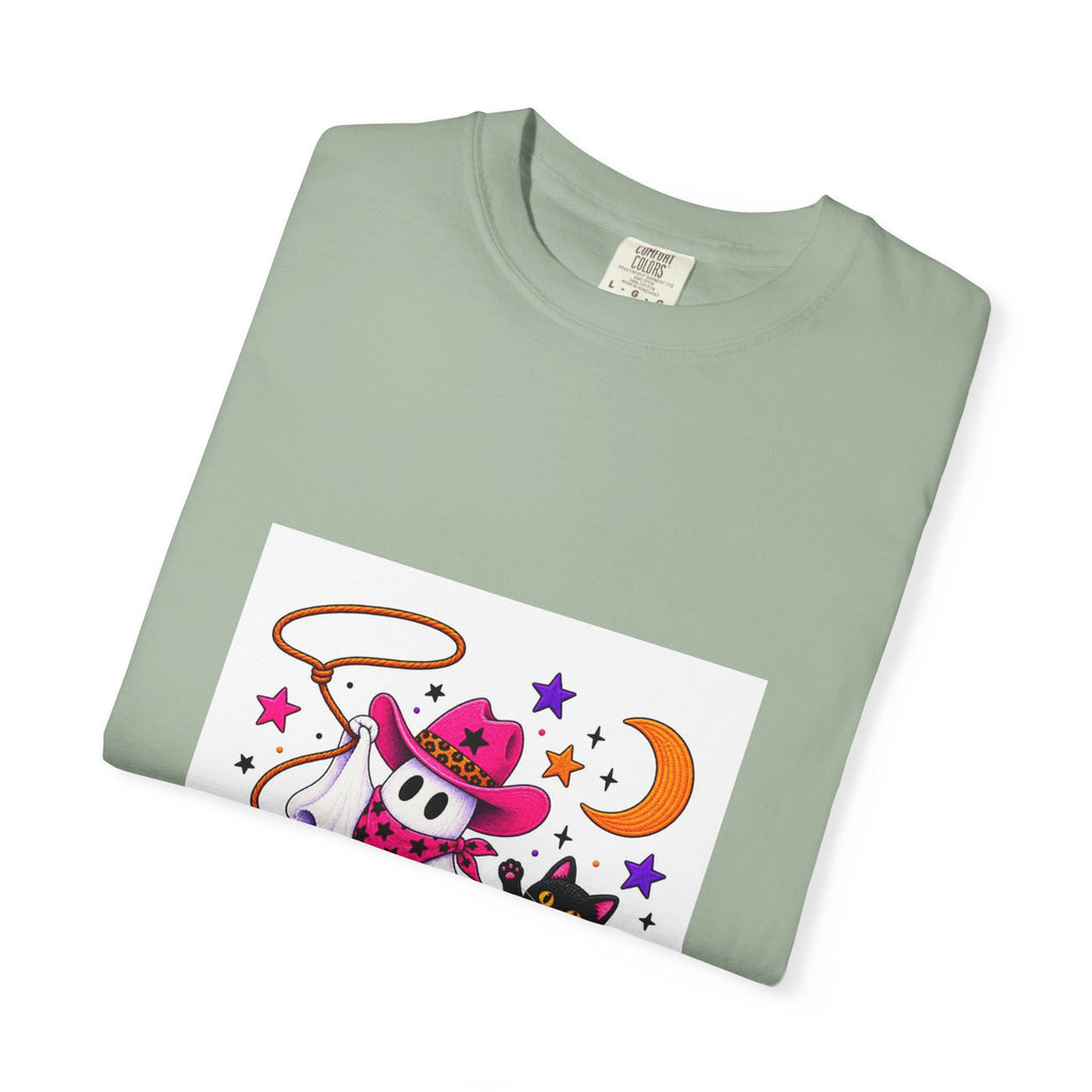 Cowboy Ghost and Black Cat Halloween T-Shirt
