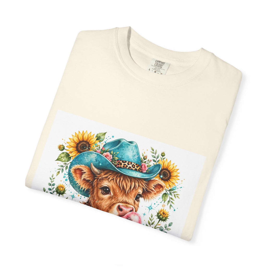 Western Mama Cow Tee — Cute Cow with Cowboy Hat & Sunflowers Graphic T-Shirt