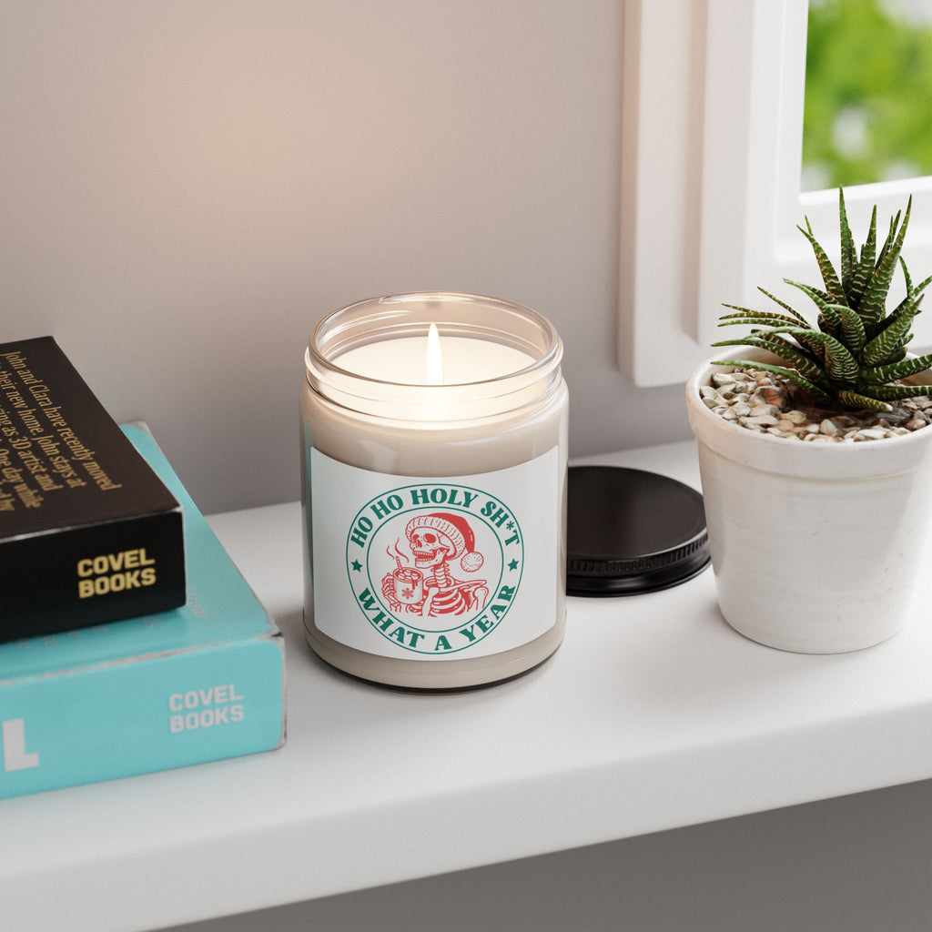 Holiday Skull Soy Candle — "Ho Ho Holy Sh*t What a Year" 9oz