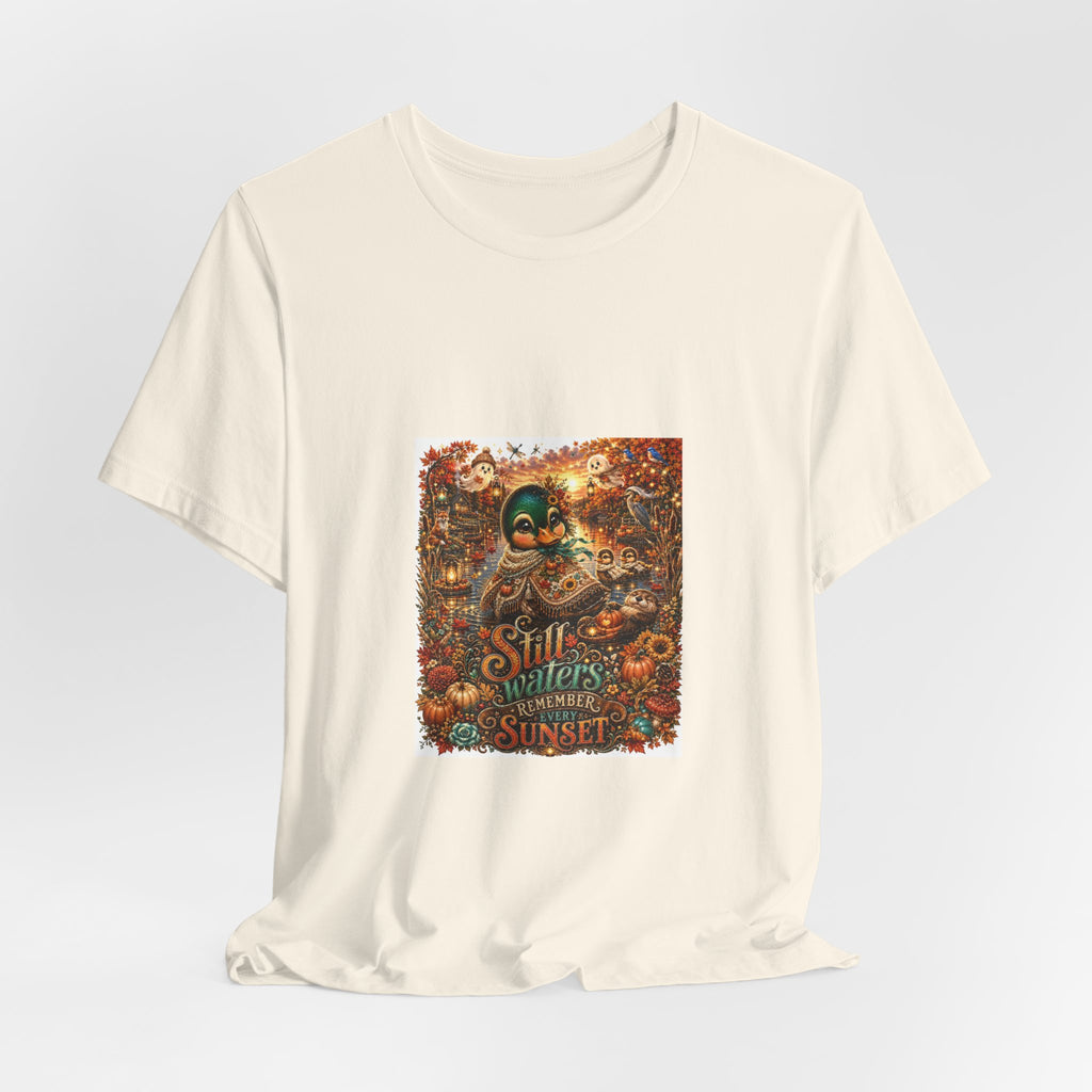 Skull Sunset Tee — 'Still Waters' Floral Skull Graphic T-Shirt