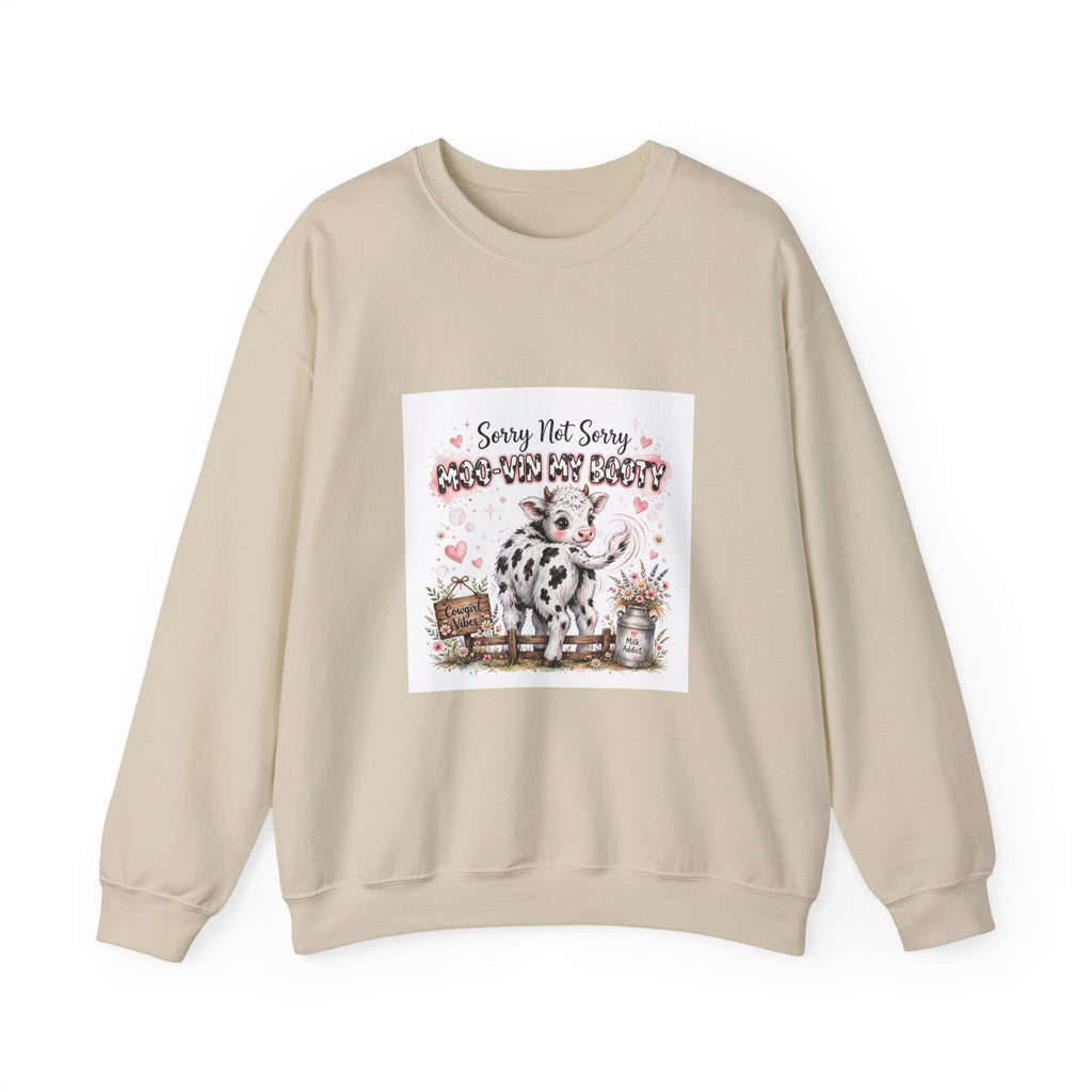 Cow Lover Crewneck Sweatshirt – "Sorry Not Sorry Moo-You-Butt" Cute Cow Graphic