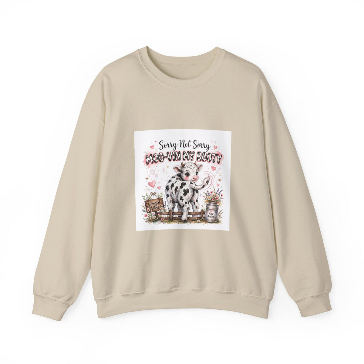 Cow Lover Crewneck Sweatshirt – "Sorry Not Sorry Moo-You-Butt" Cute Cow Graphic